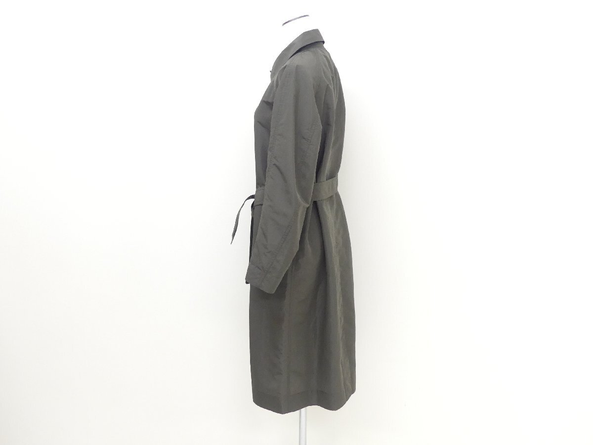 BLAMINK タフタレギュラーカラーロングコート 36 ダークグリーン