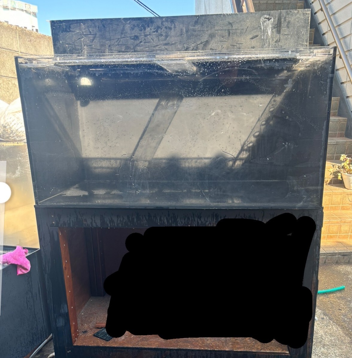 メーカー直送　（受注生産）水槽　アクリル水槽２面ブラック（底・背面）寸法１２０×４５×４５ｃｍ　板厚８×８×６ｍｍ　同梱不可　別途送料 | charm  楽天市場店