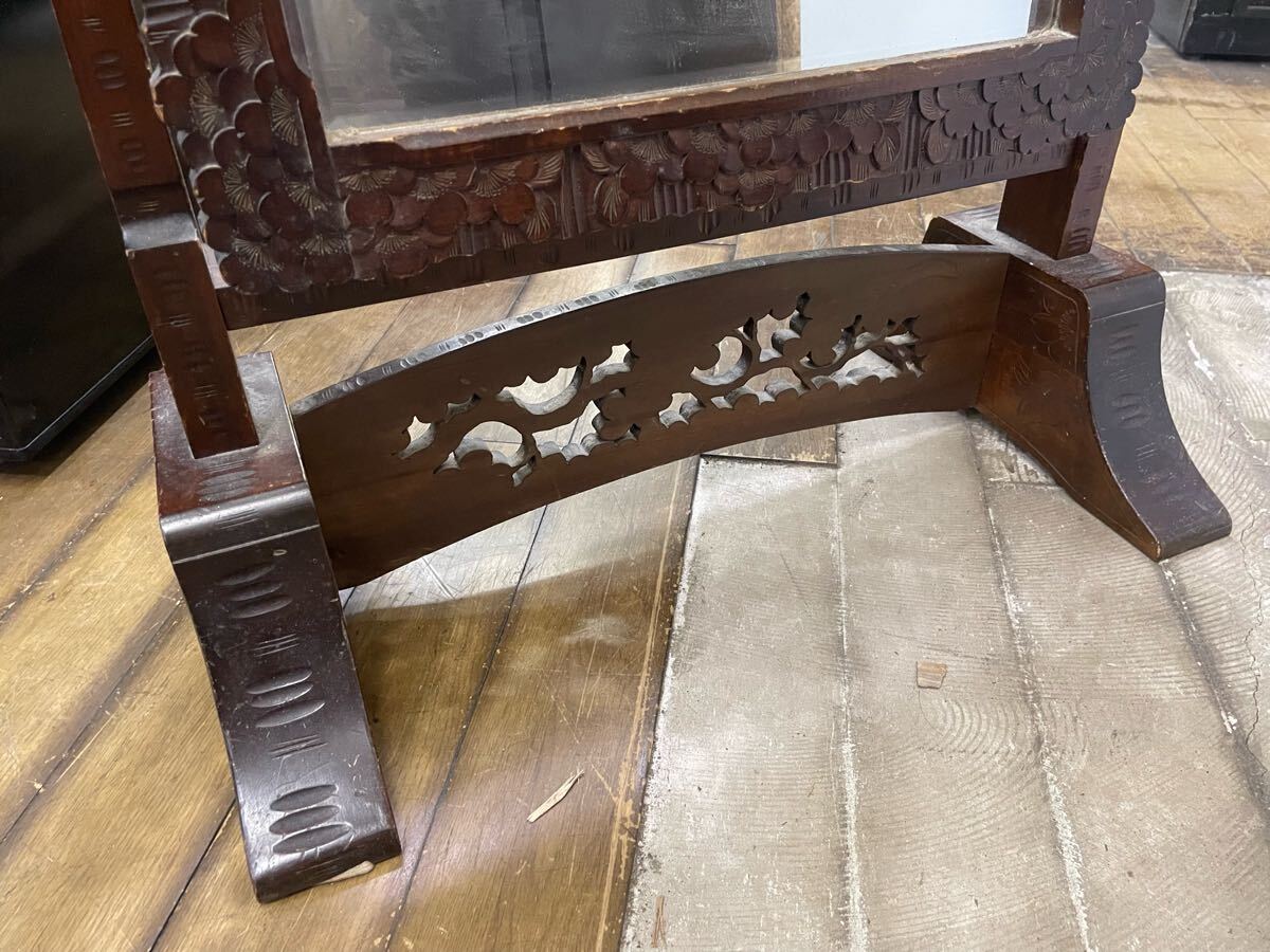 □【引き取り限定】 軽井沢彫 スタンドミラー 姿見 全身鏡 桜 □【引き取り限定】 軽井沢彫 スタンドミラー 姿見 全身鏡 桜
