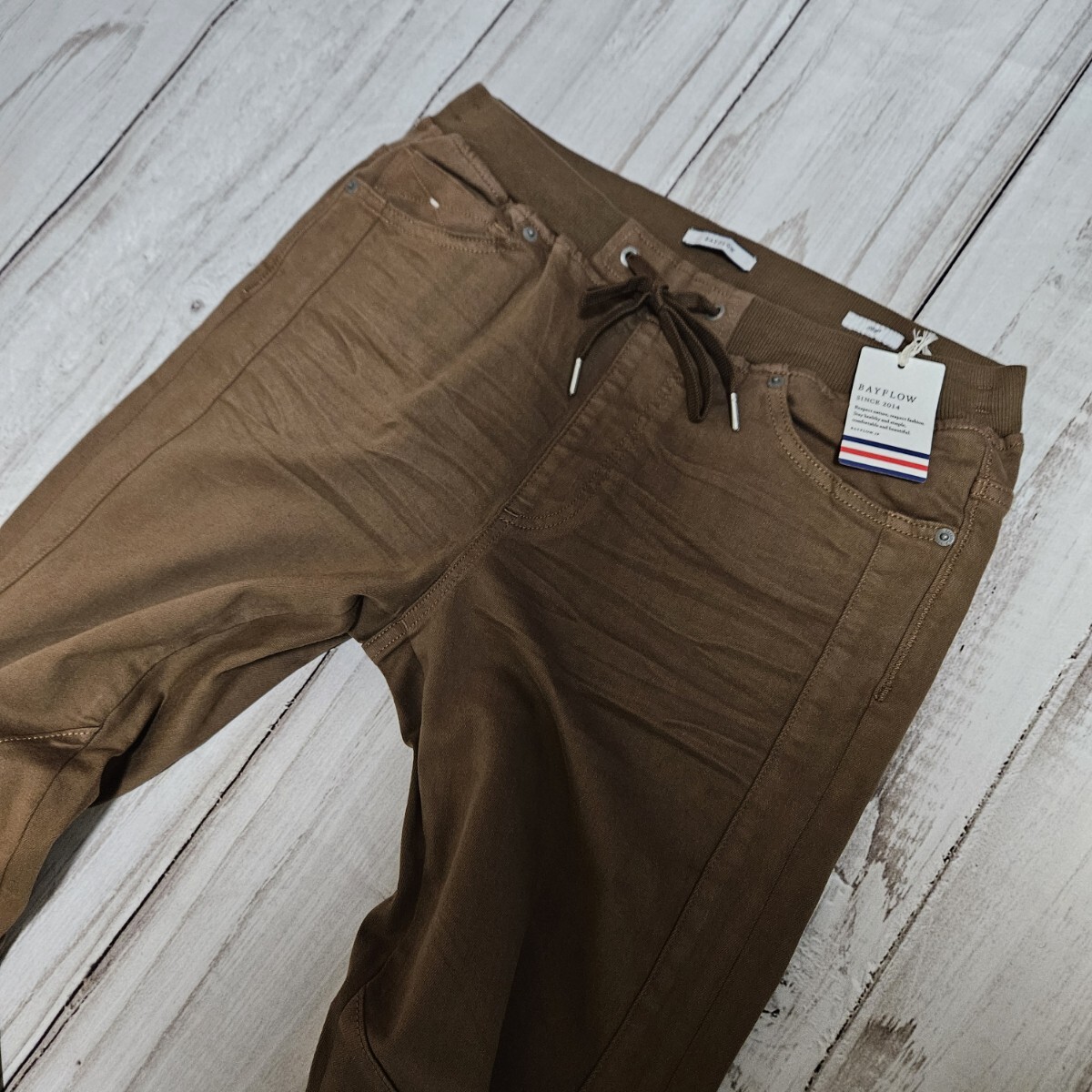 【新品】BAYFLOW Lサイズ B-FLEX ジョガーパンツ スレトレッチ ブラウン ベイフロー イージーパンツ リブ ジョグパンツ 