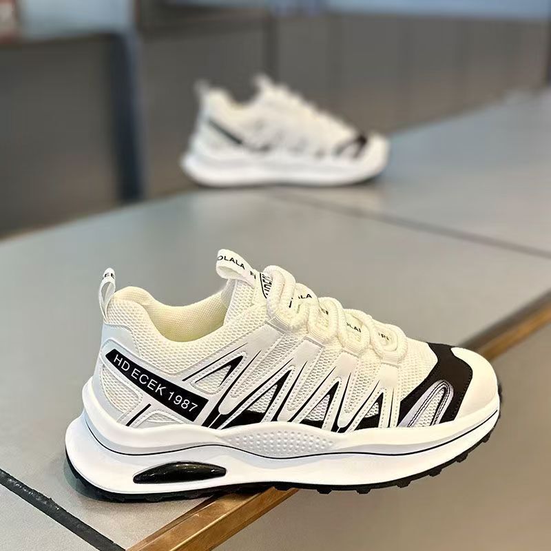 ランニングシューズ メンズ スニーカー 軽量 靴 スポーツ 安い おしゃれ 軽い トレーニング ランニングシューズ ホワイト&ブラック26cm_画像4