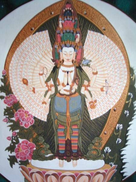 絹布額 曼荼羅 十一面千手観音 81x51 5センチ 密教 曼陀羅 仏教 絹布額 曼荼羅 十一面千手観音 81x51 5センチ 密教 曼陀羅 仏教