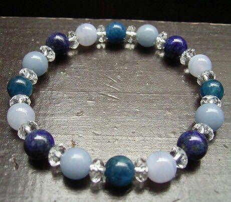 アパタイトｘエンジェライトｘブルーレースｘラピスラズリ　天然石　パワーストーン_画像1