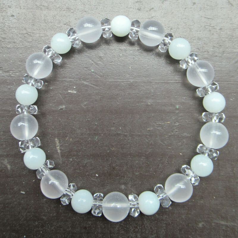 ミルキークォーツｘアマゾナイトブレスレット　パワーストーン　天然石_画像2