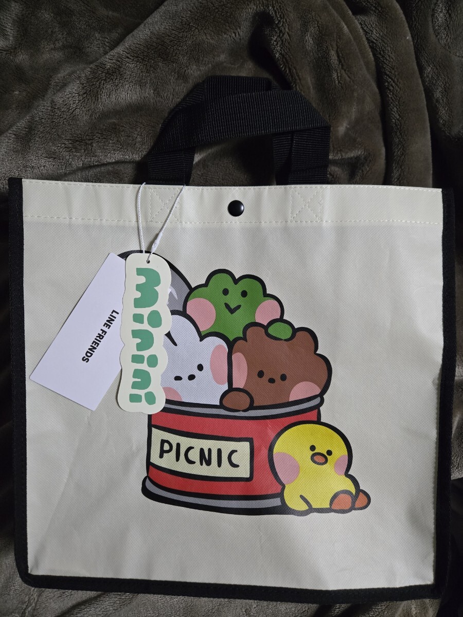  ピクニックバック　LINE FRIENDS?。k31×32×16cm）　トートバッグ　手提げ【管理番號(hào)teto】ラインバッグ
