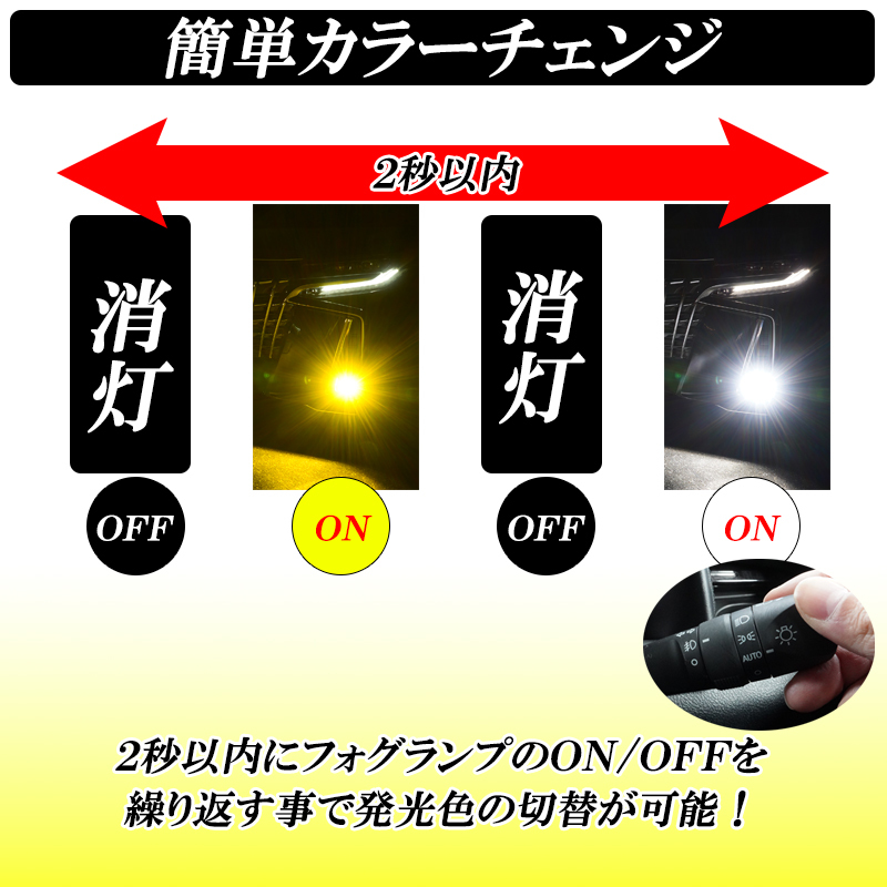 Hiace 200 серия 8 type 7 type LED противотуманая фара 2 цвет переключатель память функция L1B. свет желтый белый 7800LM соответствующий требованиям техосмотра левый правый 