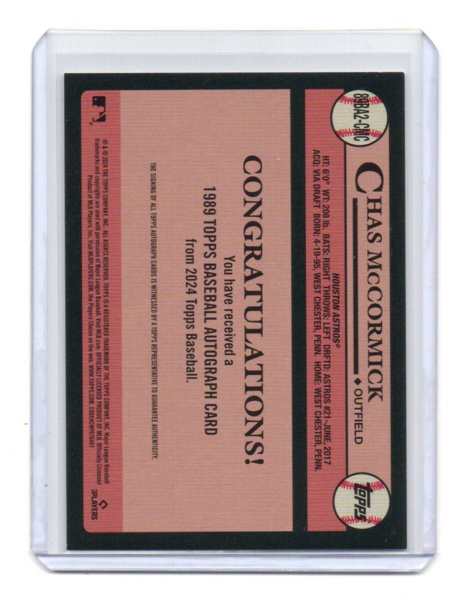 2024 Topps Update [CHAS McCORMICK] 1989 Topps 35th ANNIVERSARY Autograph Card (直筆サインカード) MLB 直書き