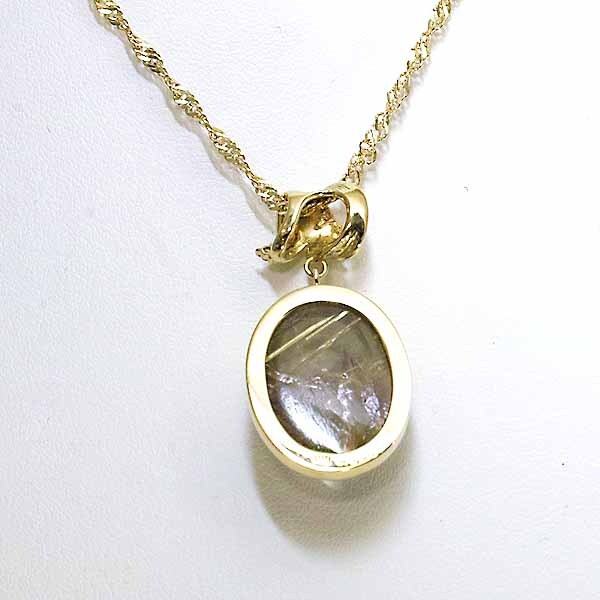 ルチレイテッドクォーツ ダイヤモンド 0.025ct 18金イエローゴールド K18YG ペンダント ネックレス
