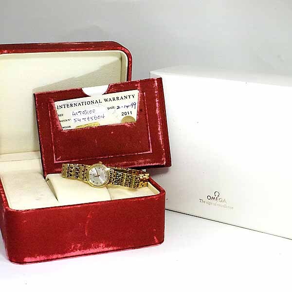 Omega te vi ru prestige маленький женский 4170.31 18 золотой желтое золото K18YG кварц примерно 78.8g коробка письменная гарантия OMEGA De Ville 