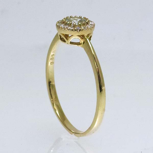 組曲 アクアマリン ダイヤモンド 0.08ct 18金イエローゴールド K18YG リング 11號 アクワマリン
