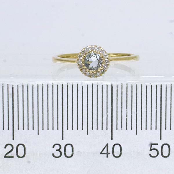 組曲 アクアマリン ダイヤモンド 0.08ct 18金イエローゴールド K18YG リング 11號 アクワマリン