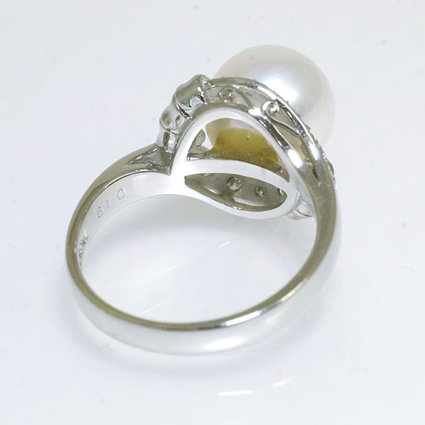 アコヤパール 9.5mm ダイヤモンド 0.19ct プラチナ Pt900 リング 11號 パール 真珠