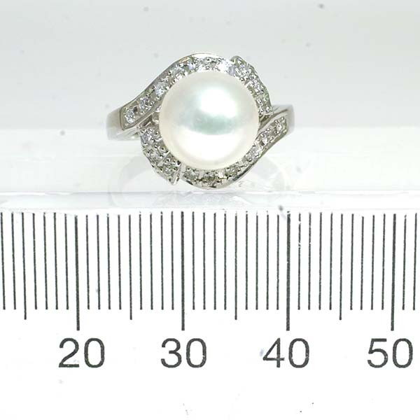 アコヤパール 9.5mm ダイヤモンド 0.19ct プラチナ Pt900 リング 11號 パール 真珠