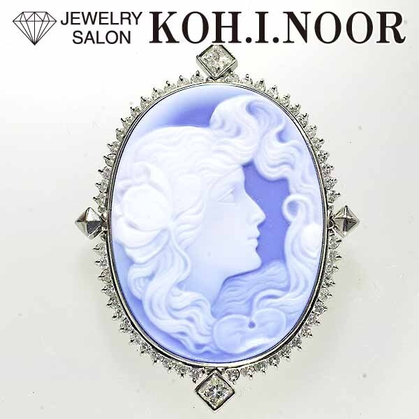 カメオ ダイヤモンド 0.51ct 1.22ct プラチナ PT900 ペンダント ブローチ