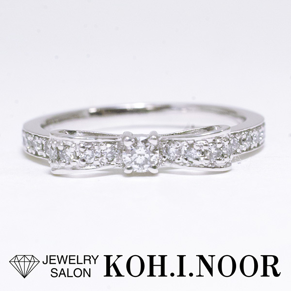 アヴァロン ロンドリング ダイヤモンド 0.25ct 18金ホワイトゴールド K18WG リング 9号 リボン AVARON
