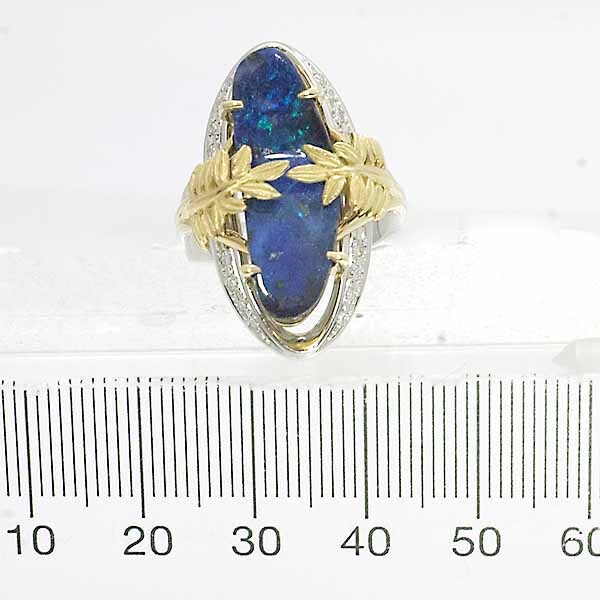  удача ...boruda- опал 7.07ct бриллиант 0.18ct платина Pt900 18 золотой желтое золото K18YG кольцо 11 номер опал 