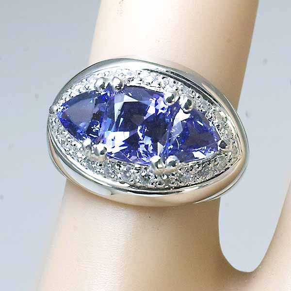 タンザナイト 2.85ct ダイヤモンド 0.43ct プラチナ PT900 リング 10號