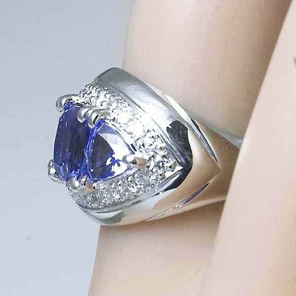 タンザナイト 2.85ct ダイヤモンド 0.43ct プラチナ PT900 リング 10號