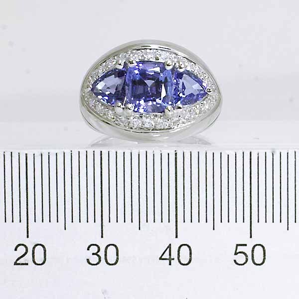 タンザナイト 2.85ct ダイヤモンド 0.43ct プラチナ PT900 リング 10號