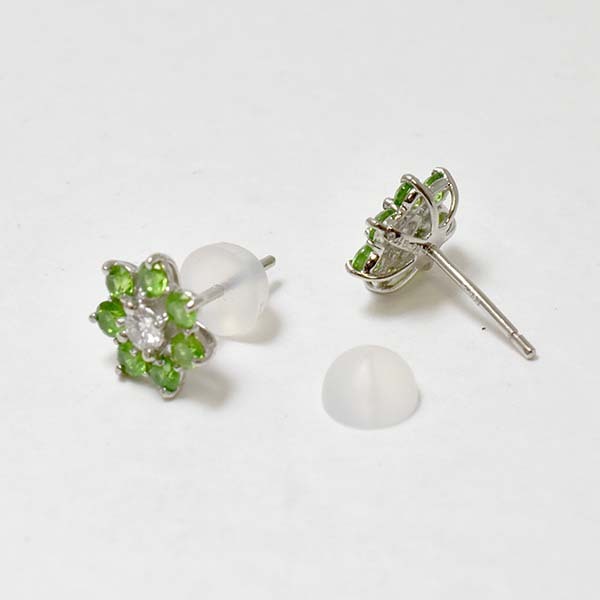 デマントイドガーネット 0.45ct 0.45ct ダイヤモンド 0.08ct 0.08ct プラチナ Pt900 ピアス 花 フラワー