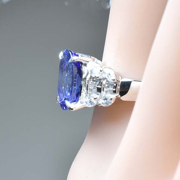 タンザナイト 3.40ct ダイヤモンド 0.78ct プラチナ Pt900 リング 11號