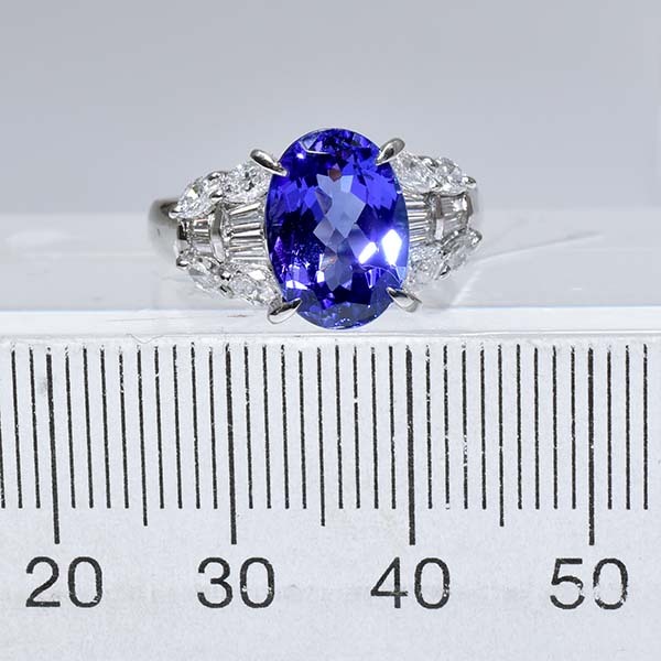 タンザナイト 3.40ct ダイヤモンド 0.78ct プラチナ Pt900 リング 11號