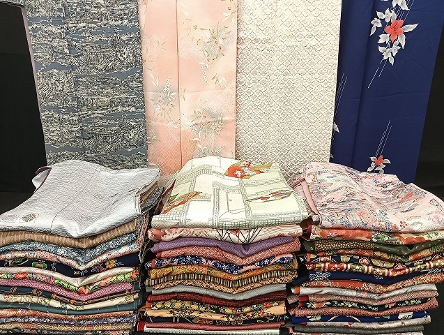 平和屋■1円 小紋 まとめて 50点 人物 蝶 風景 花柄 暈し染め 杢目絞り 金彩 など 着用可能多数 未使用品あり 全て正絹 se2283