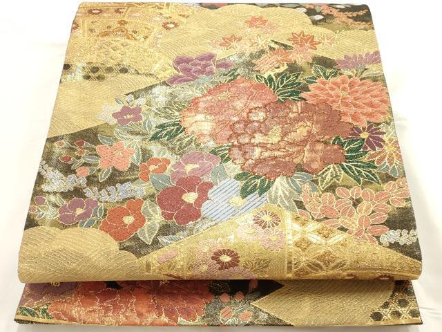 平和屋着物◎佐賀錦 六通柄袋帯 松皮取華飾文 金糸 正絹 逸品 未 平和屋着物◎佐賀錦 六通柄袋帯 松皮取華飾文 金糸 正絹 逸品 未