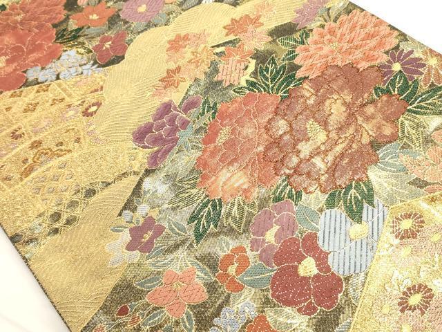平和屋着物◎佐賀錦 六通柄袋帯 松皮取華飾文 金糸 正絹 逸品 未 平和屋着物◎佐賀錦 六通柄袋帯 松皮取華飾文 金糸 正絹 逸品 未