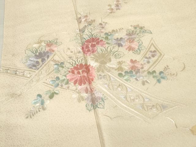 平和屋著物■訪問著　刺繍　草花文　正絹　逸品　AAAP6858ma