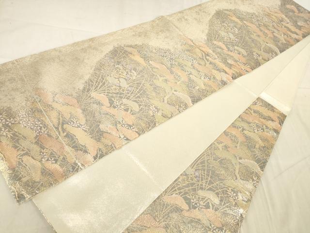 平和屋着物◎伝統工芸士 平田藤三郎 佐賀錦 六通柄袋帯 薄松草花