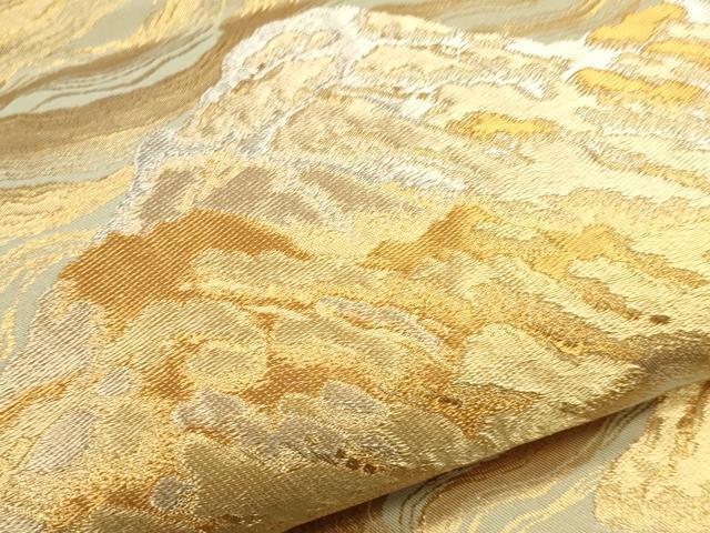  flat мир магазин кимоно # шесть через рисунок двойной пояс obi . гора документ золотой серебряный нить натуральный шелк замечательная вещь CAAM3771ak
