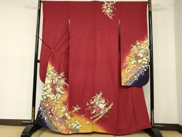 平和屋着物□豪華振袖 駒刺繍 貝合わせ 御所車花文 暈し染め 平和屋着物□豪華振袖 駒刺繍 貝合わせ 御所車花文 暈し染め