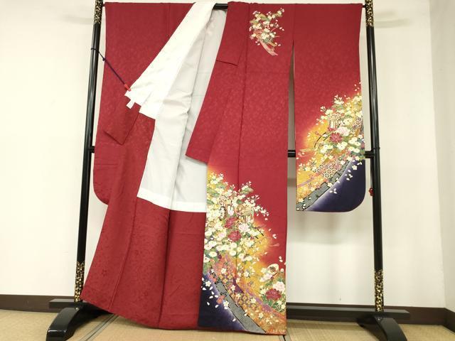 平和屋着物□豪華振袖 駒刺繍 貝合わせ 御所車花文 暈し染め 平和屋着物□豪華振袖 駒刺繍 貝合わせ 御所車花文 暈し染め