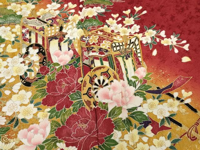 平和屋着物□豪華振袖 駒刺繍 貝合わせ 御所車花文 暈し染め 平和屋着物□豪華振袖 駒刺繍 貝合わせ 御所車花文 暈し染め