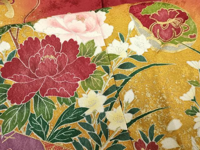 平和屋着物□豪華振袖 駒刺繍 貝合わせ 御所車花文 暈し染め 平和屋着物□豪華振袖 駒刺繍 貝合わせ 御所車花文 暈し染め