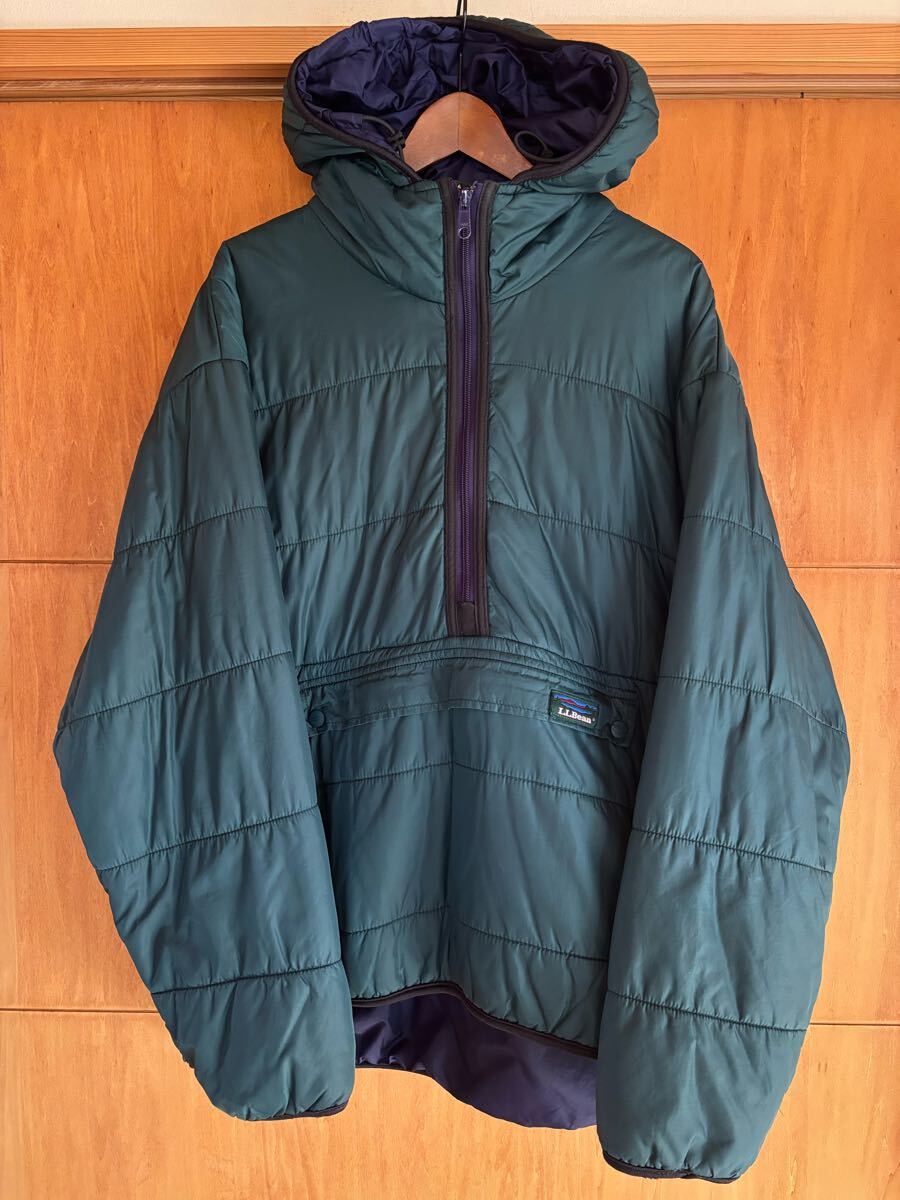 【名作】80s USA製 エルエルビーン プリマロフト　アノラック　グリーン　L-R ビンテージ　llbean