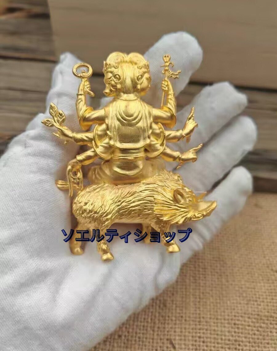 仏像 摩利支天 座像 騎猪像 守護神 真鍮製 総高8cm(仏像)|売買 仏像 摩利支天 座像 騎猪像 守護神 真鍮製 総高8cm(仏像)|売買
