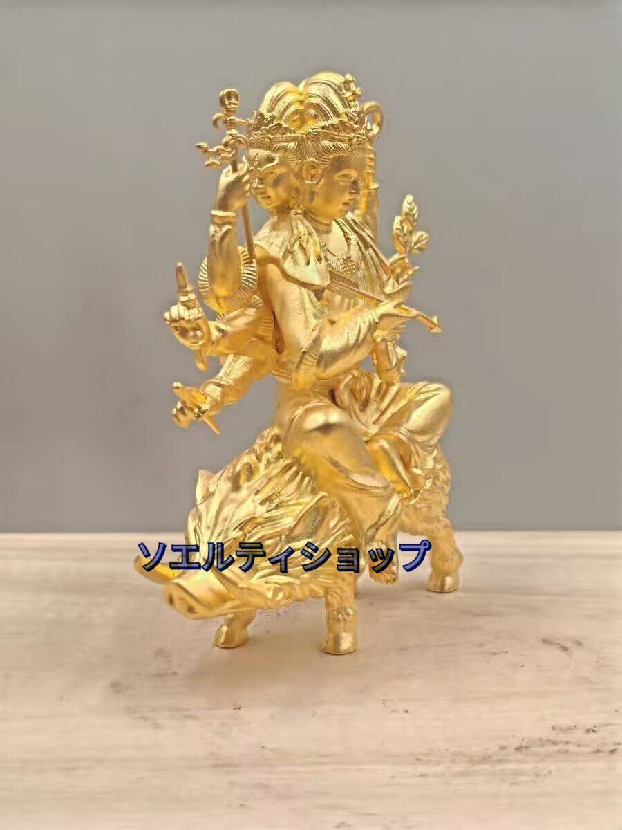 仏像 摩利支天 座像 騎猪像 守護神 真鍮製 総高8cm(仏像)|売買 仏像 摩利支天 座像 騎猪像 守護神 真鍮製 総高8cm(仏像)|売買
