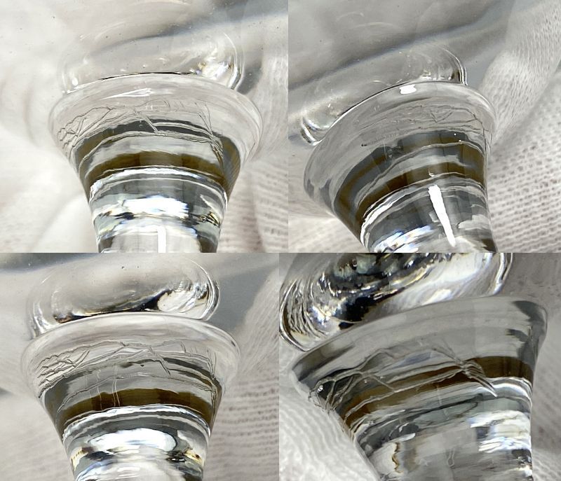 TM/オールドバカラ OLD BACCARAT 1900年頃 葉模様グラス 1客 ワイングラス AJA鑑定書付き 0211-1_画像10