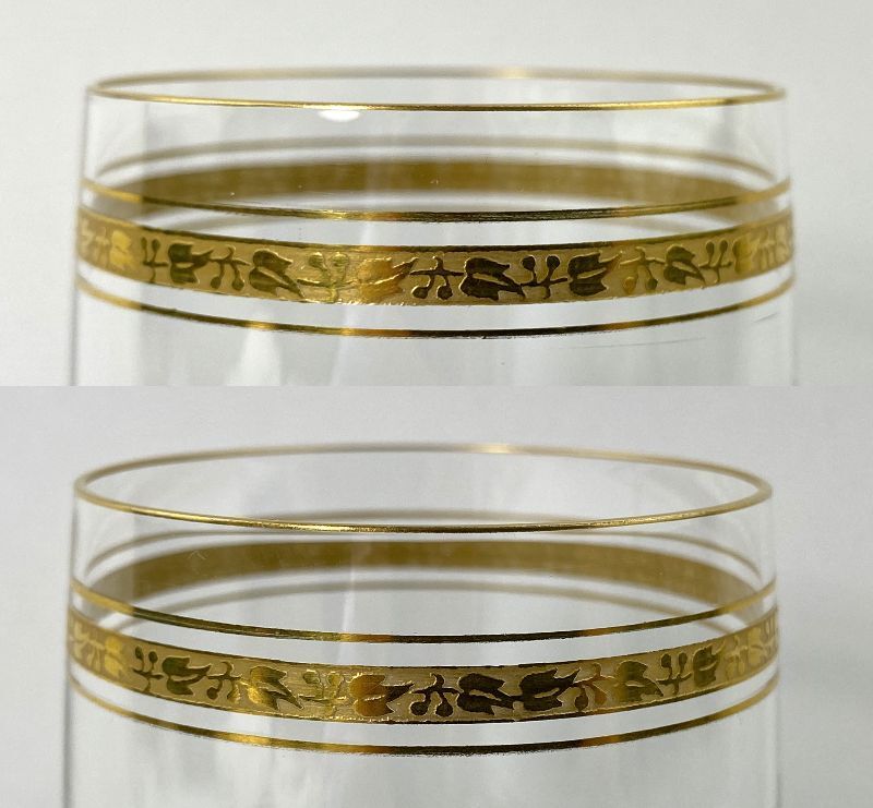 TM/オールドバカラ OLD BACCARAT 1900年頃 葉模様グラス 1客 ワイングラス AJA鑑定書付き 0211-1_画像5