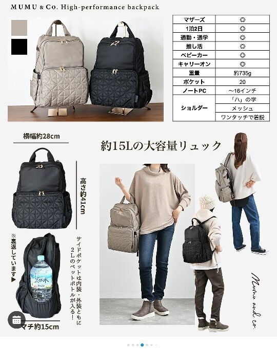 新品未使用 タグ付き しまむら MUMU & Co. 多機能リュック 新品未使用 タグ付き しまむら MUMU & Co. 多機能リュック