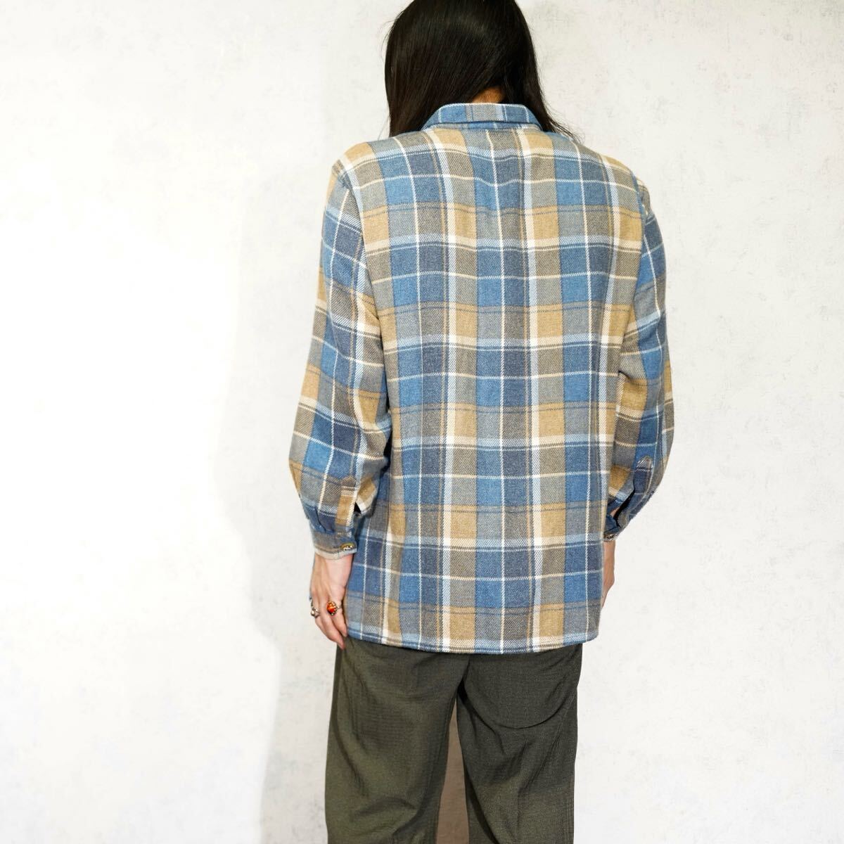 EU VINTAGE Imperial LANDHAUS CHECK PATTERNED DESIGN TYROLEAN SHIRT/ヨーロッパ古着チェック柄デザインチロリアンシャツ