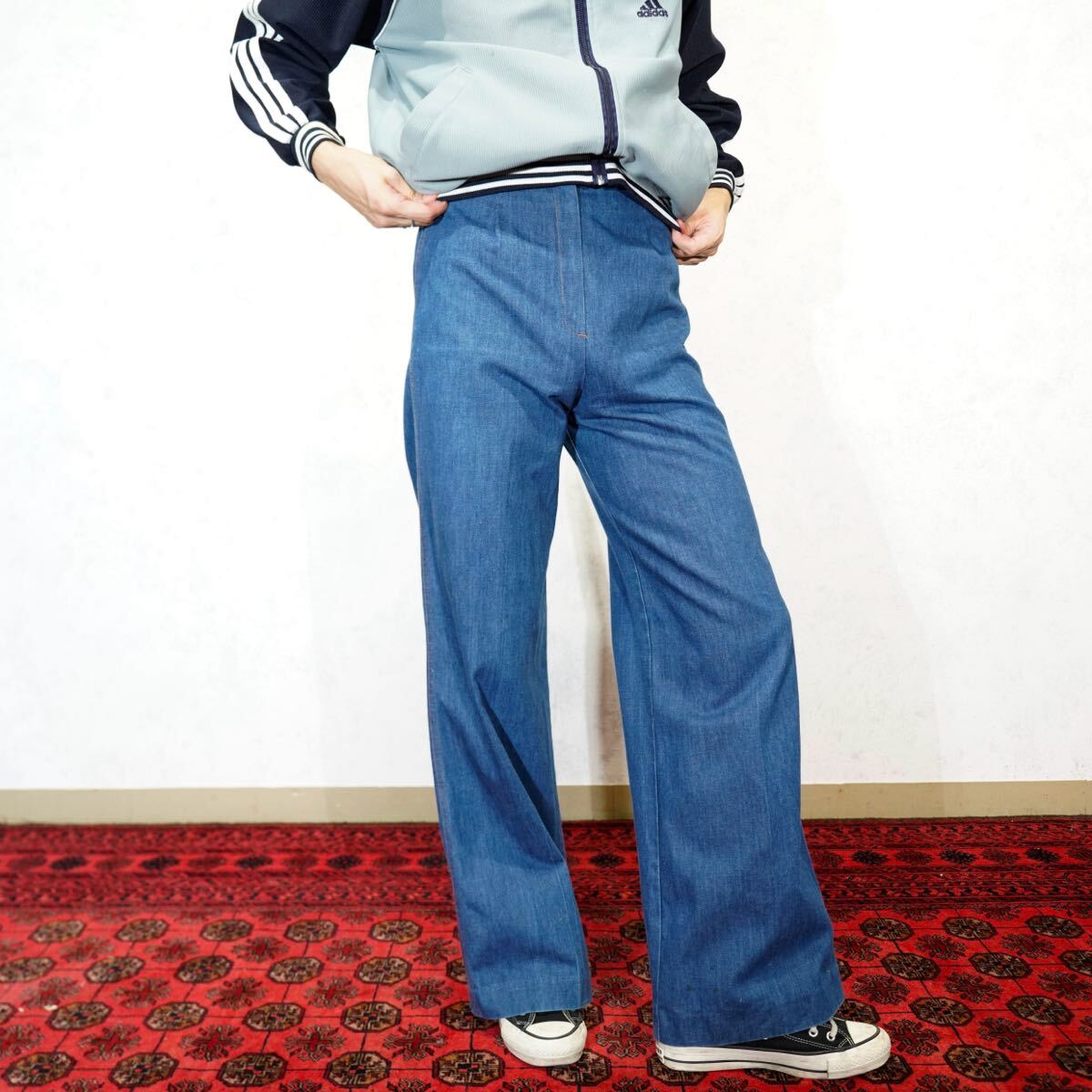 USA VINTAGE KORET CITY BLUES NAVY COLOR FLARE DENIM PANTS/アメリカ古着ネイビーカラーフレアデニムパンツ