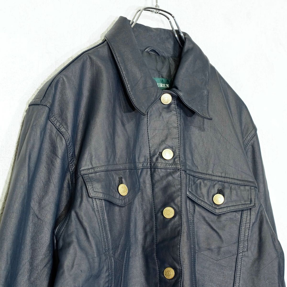 *SPECIAL ITEM* USA VINTAGE LAUREN RALPH LAUREN アメリカ古着ローレンラルフローレンショート丈デザインレザージャケット_画像7