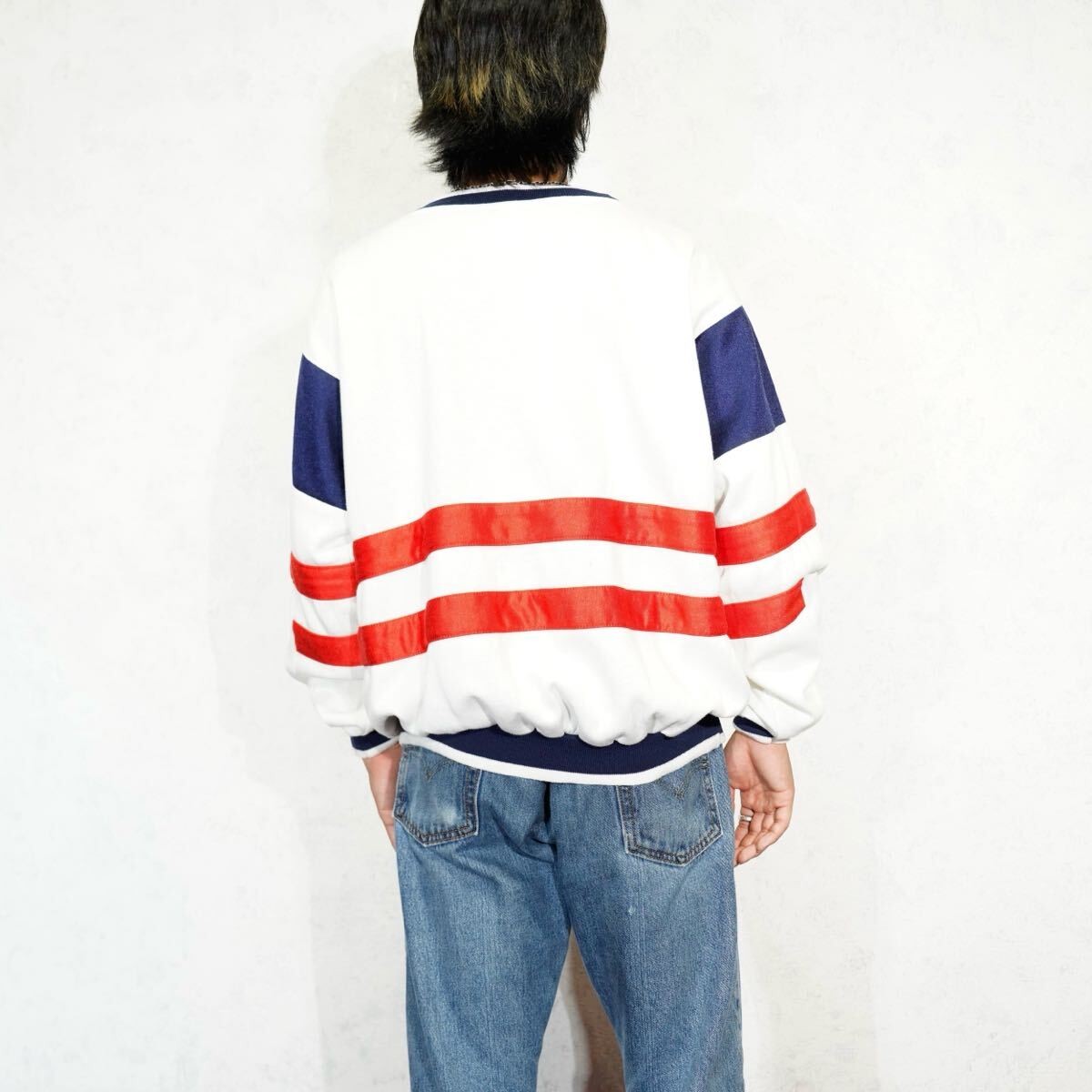 80s adidas LOGO LINE DESIGN SWEAT SHIRT/80年代アメリカ古着 80s adidas LOGO LINE DESIGN SWEAT SHIRT/80年代アメリカ古着