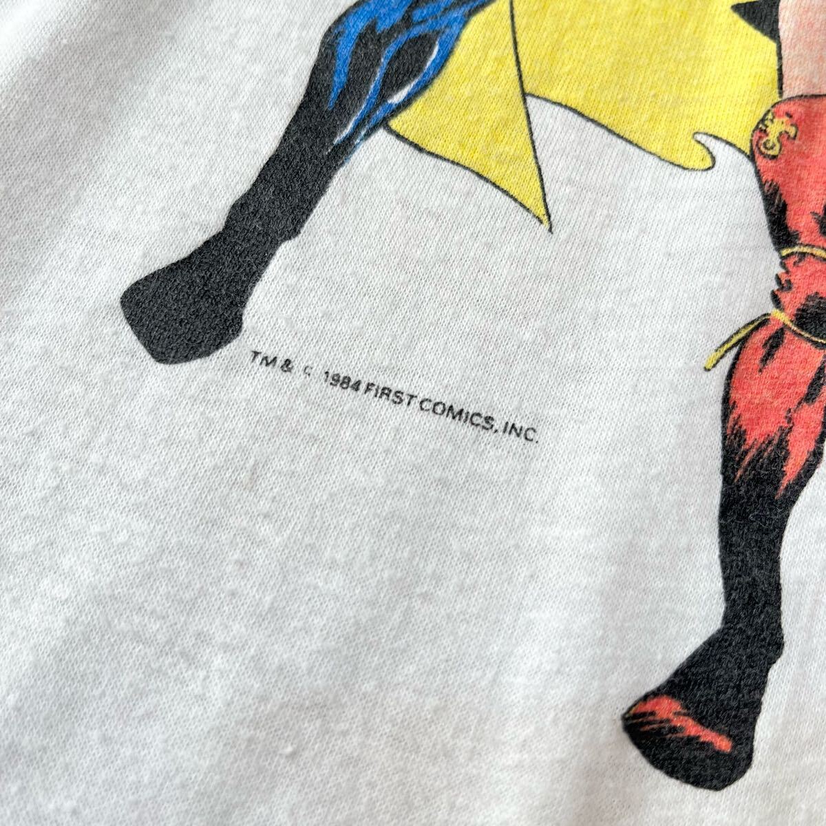 【ヴィンテージ】80s USA製 WARP(ワープ) アメコミ 漫画 リンガーTシャツ L スクリーンスターズ シングルステッチ 半袖 ビンテージTシャツ