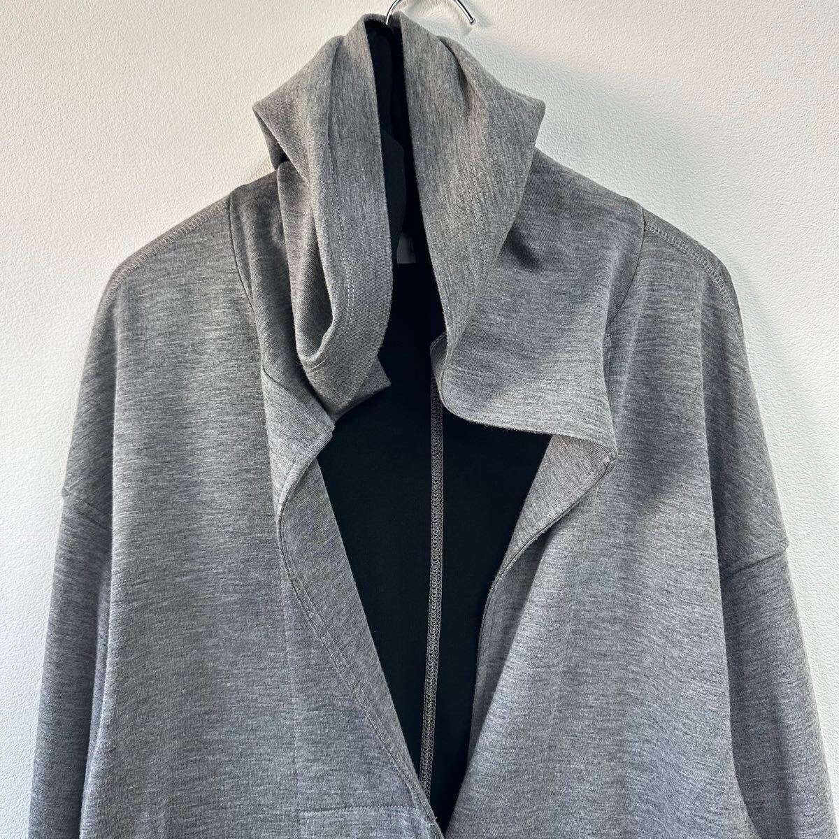 ♪ PLST プレスト フード付きコーディガン Mサイズ グレー ロング丈 カーディガン 長袖 前開き 春 カーディガン_画像2