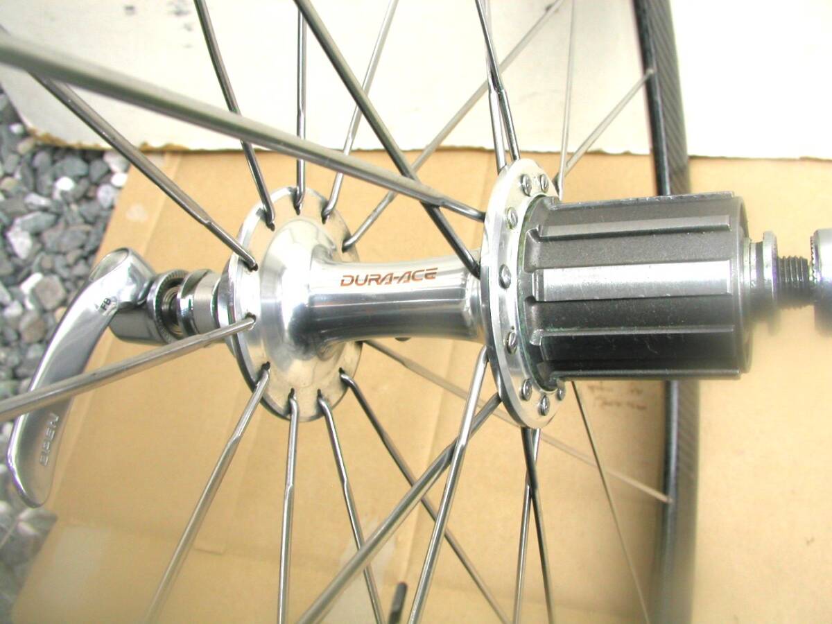 シマノ DURA-ACE 7700系前18H・後24Hハブ ZIPPカーボンチューブラホイール スポーク:エアロ 美品