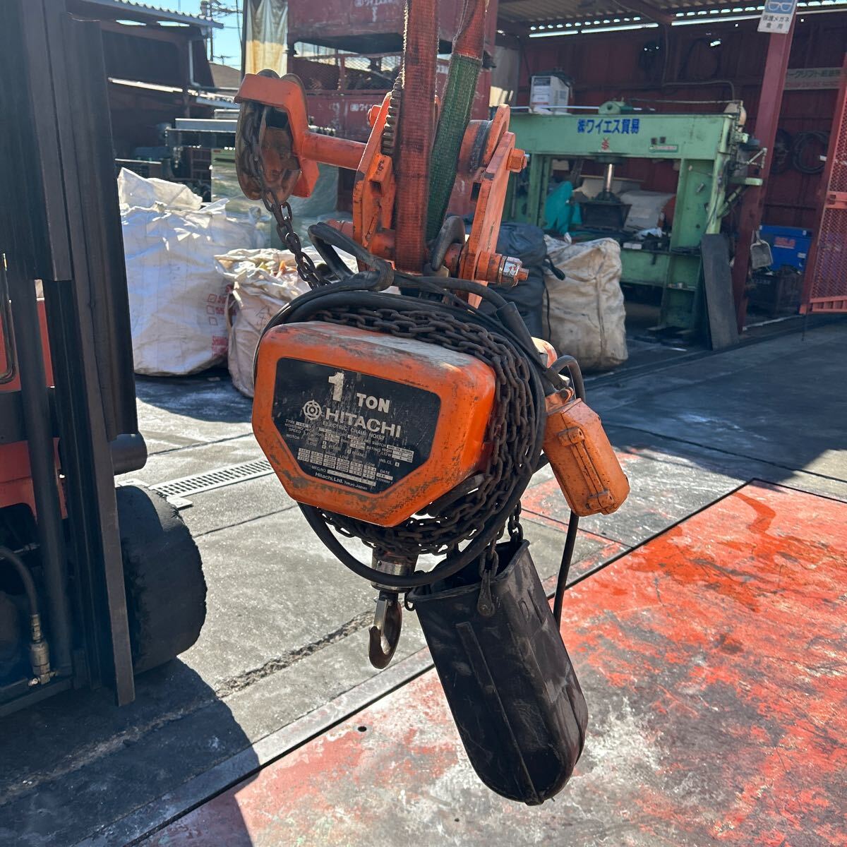  N6514 HITACHI 日立　電動チェーンブロック　手動トロリ　動作確認済み　LIFT3m _画像1